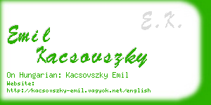 emil kacsovszky business card